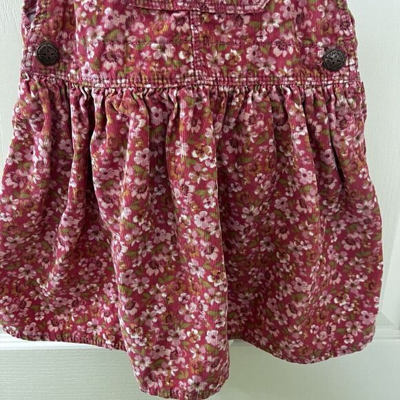Oshkosh B'gosh Pink Floral Corduroy Overall Dress Jumper Girls Size 4T - Picture 6 of 11